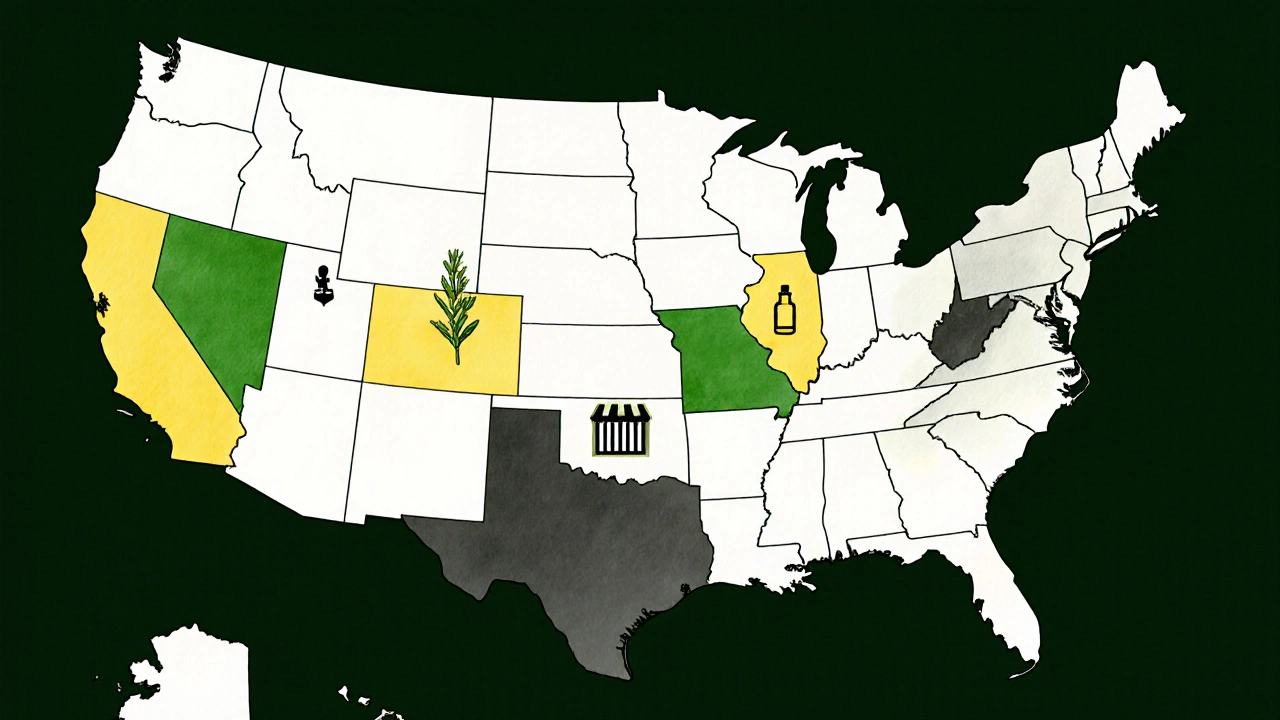 US map showing absinthe legal status, highlighting Louisiana and Nebraska.