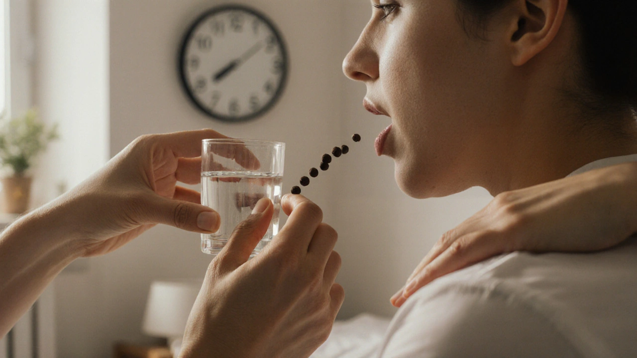 Drei Hände, die beruhigende Maßnahmen bei einem Cannabis-High unterstützen.