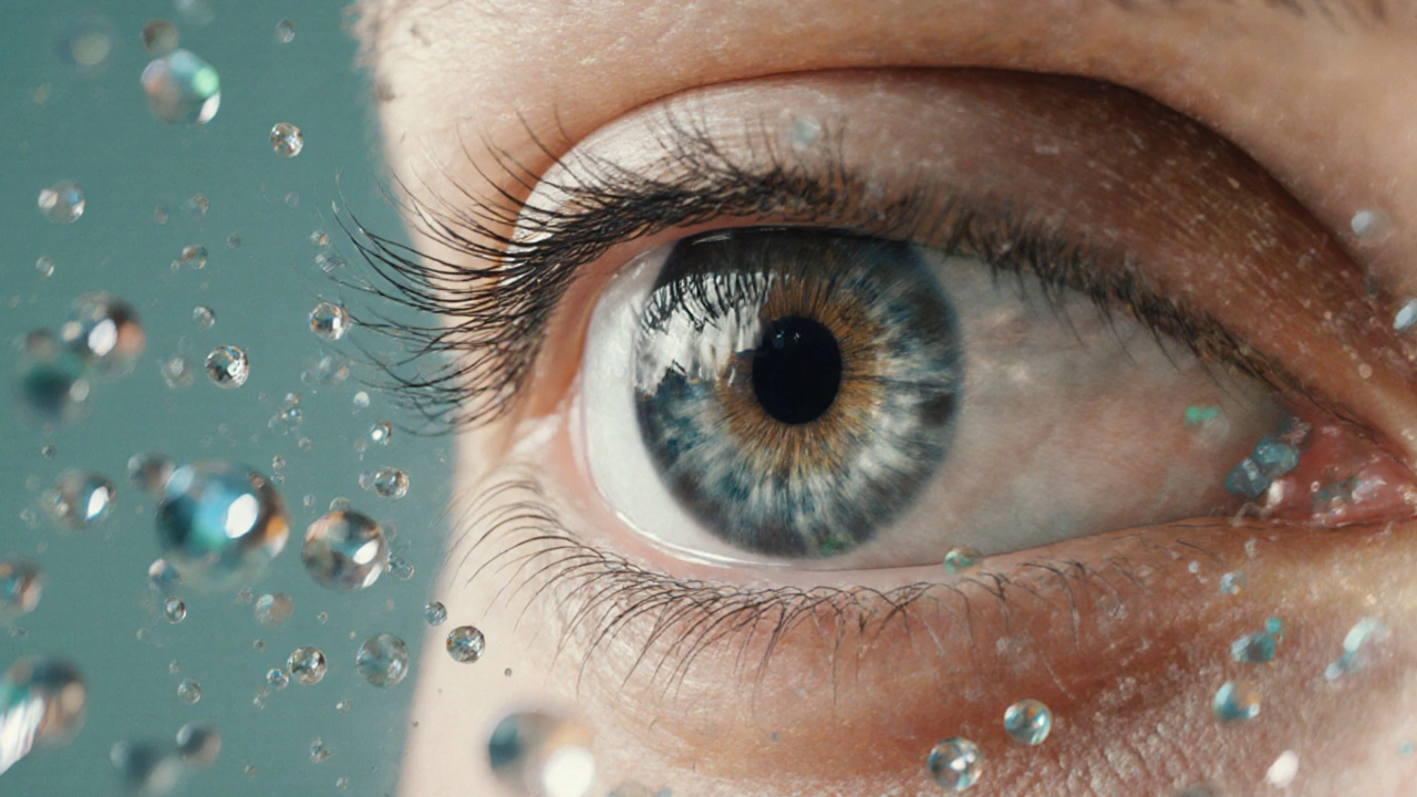 Künstlerische Darstellung eines Auges mit verschwommenen, wellenförmigen Verzerrungen.