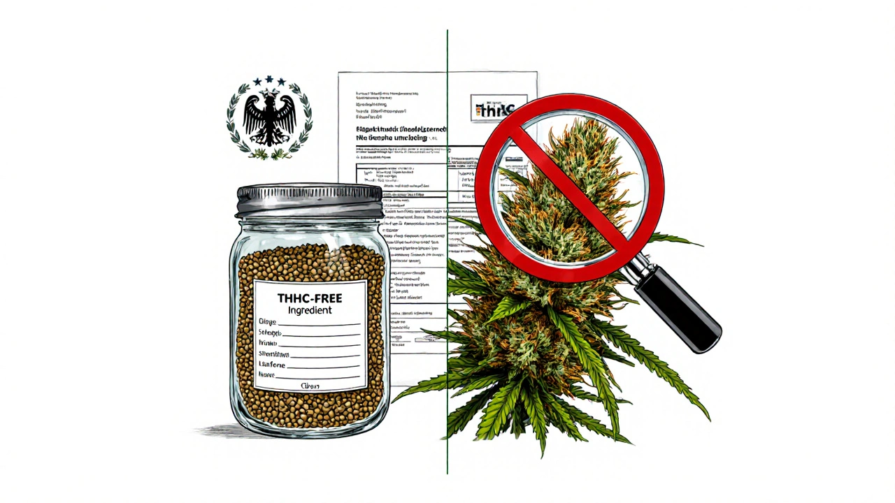 Vergleich von Hanfsamen und Cannabisblüten mit Laborbericht und Kennzeichnungen.