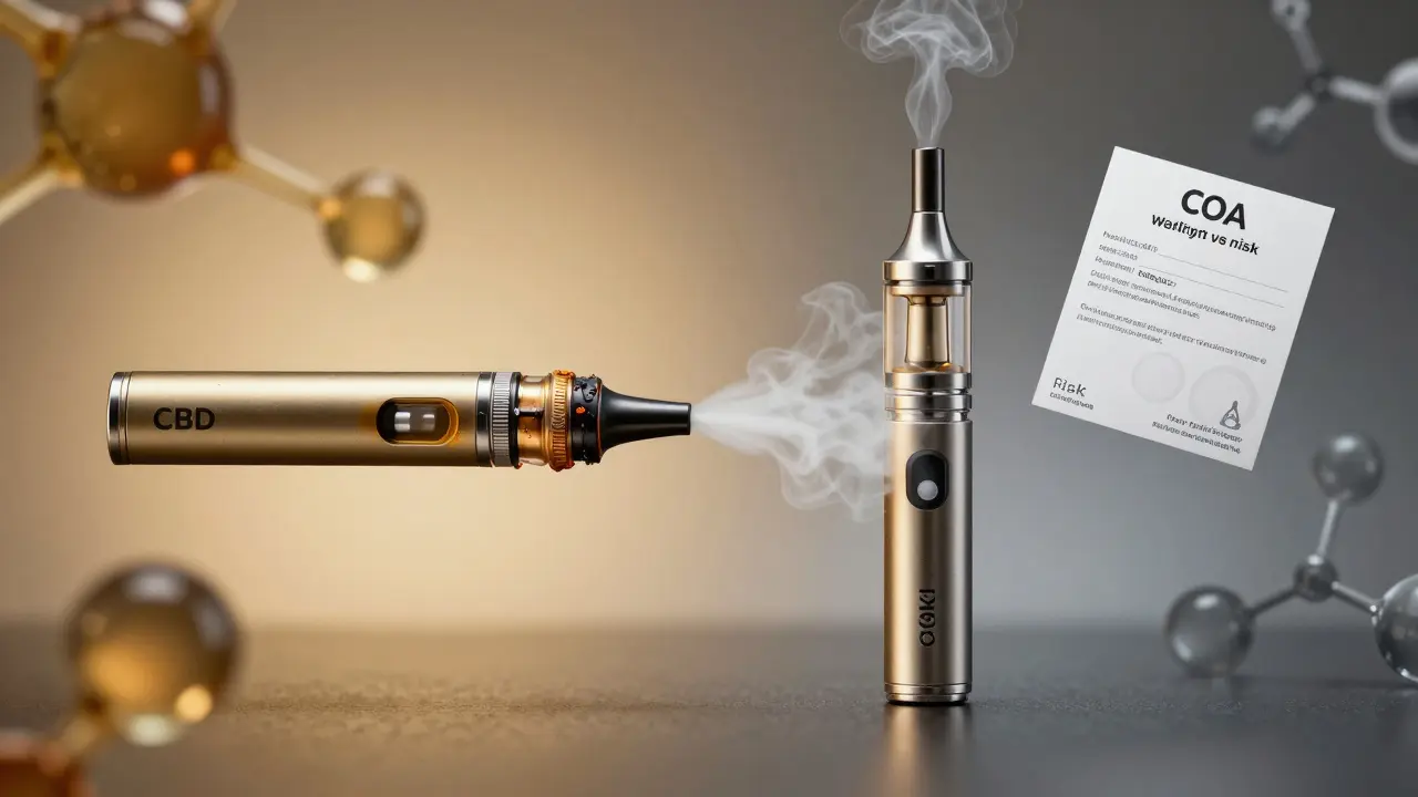 Zwei Wege einer CBD-Kartusche: effizient und sicher vs. verschwendet und verbrannt.