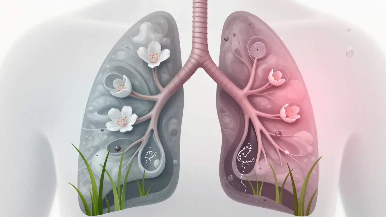 Cross-section of healing lungs with regrowing cilia and dissolving vape residues, symbolizing 4-week recovery.