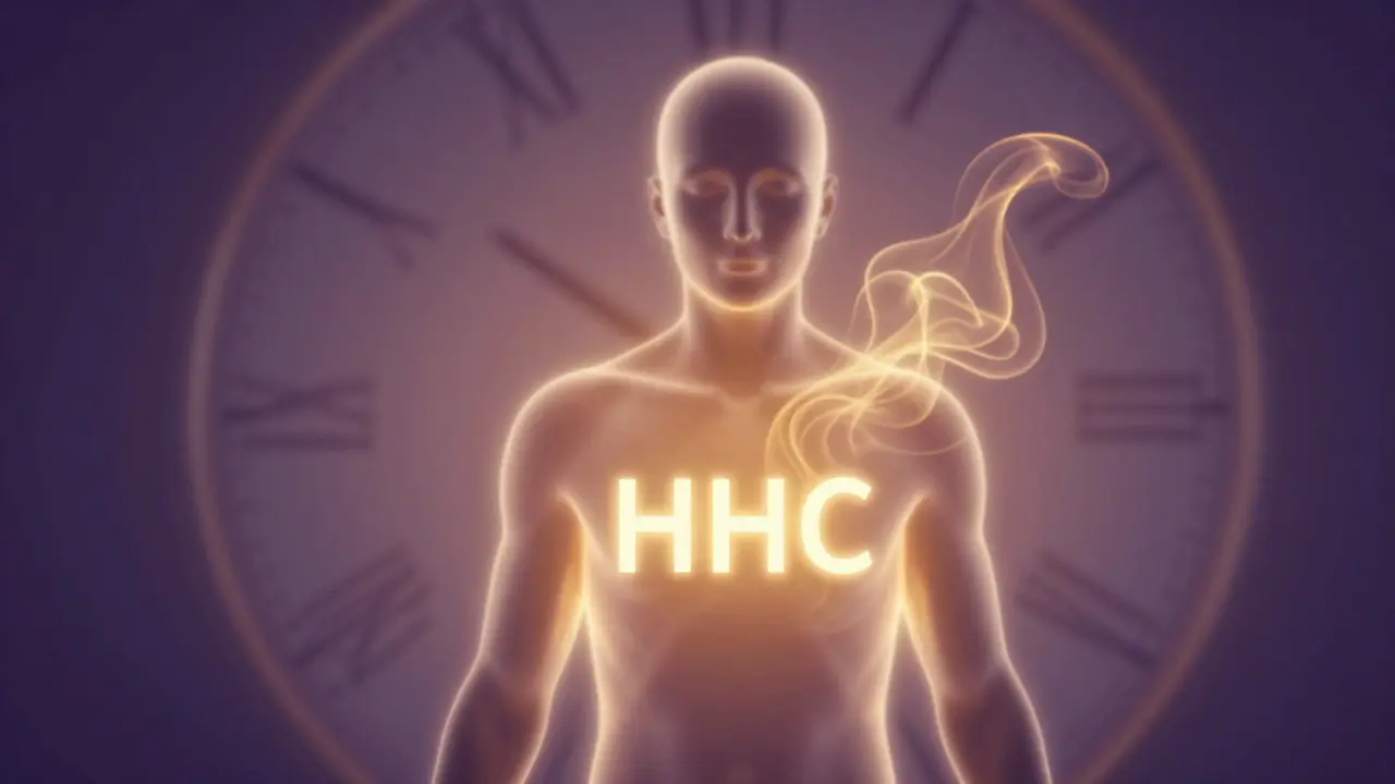 Konzeptuelle Darstellung der Wirkung von HHC mit einer leuchtenden Aura.