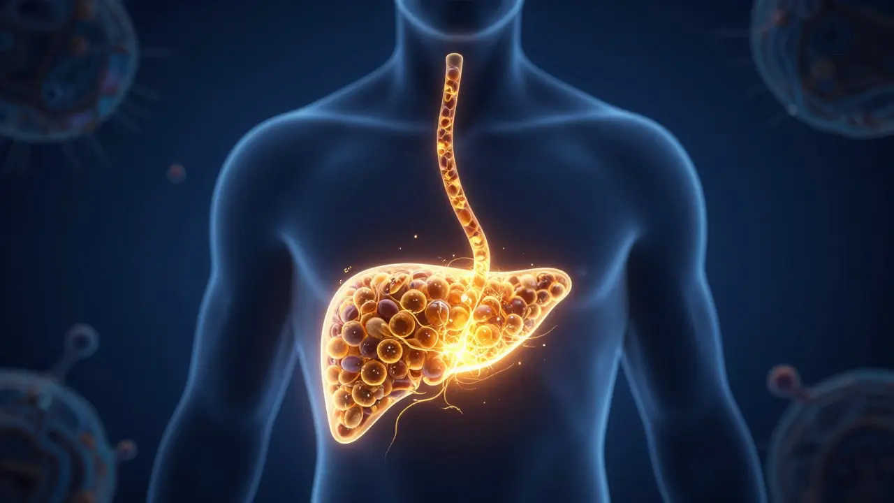 Konzeptuelle Darstellung des Weges eines Edibles vom Magen über die Leber zum Gehirn.