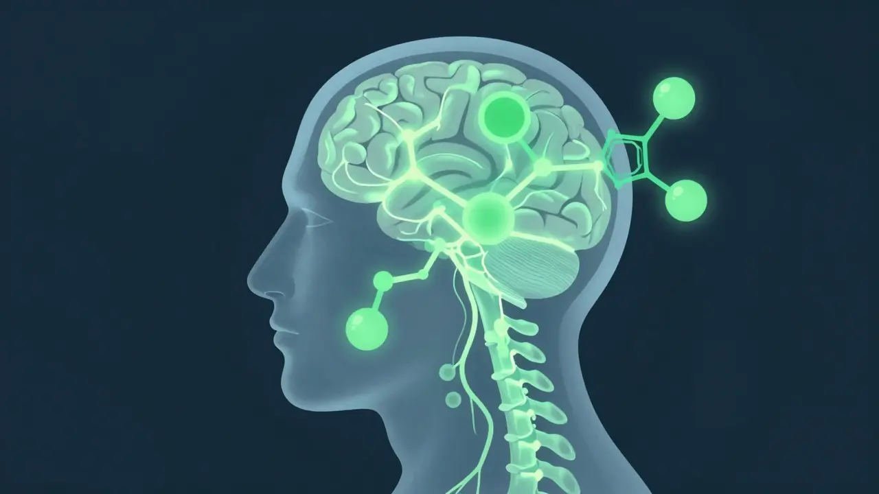 Abstrakte Darstellung des Endocannabinoid-Systems und CBD-Moleküle