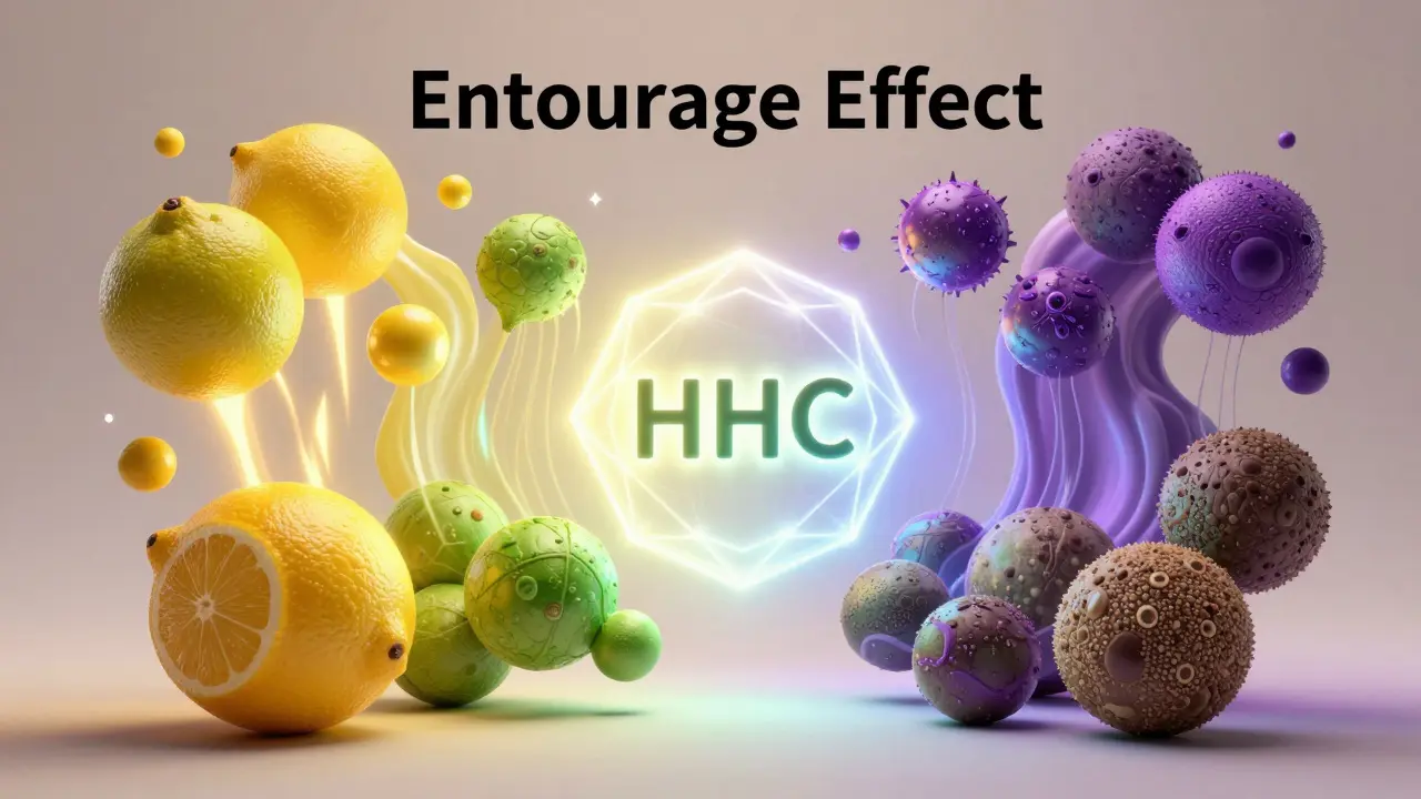 Abstrakte Darstellung von Terpenen, die die Wirkung von HHC modulieren