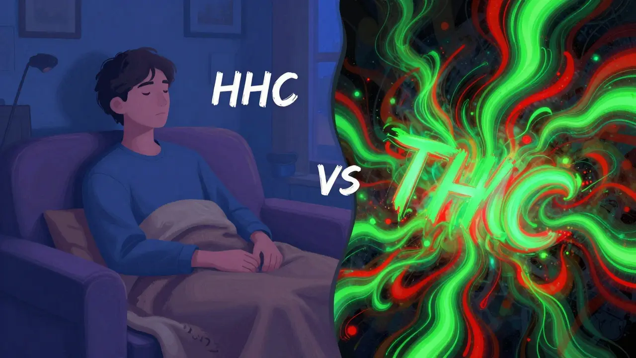 Konzeptillustration: Ruhige Entspannung links vs. intensive High rechts