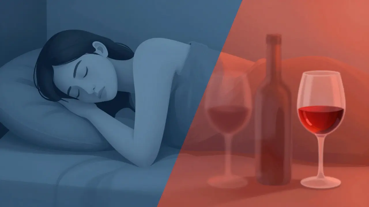 Künstlerische Darstellung: Ruhe durch CBD vs. Risiken bei Alkoholmischung
