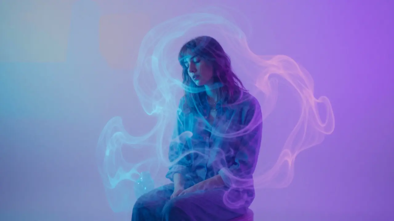 Surreale Darstellung des Cross-Fade-Effekts mit abstrakten Farben