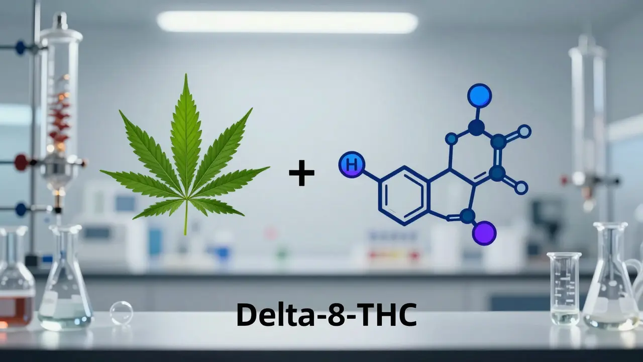 Labor-Darstellung der synthetischen Herstellung von Delta-8-THC aus CBD